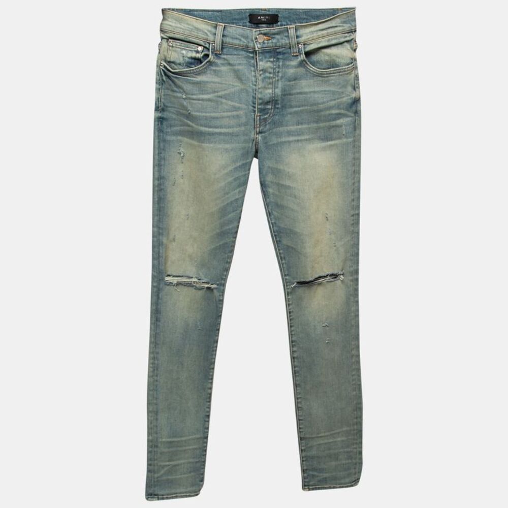 Amiri Blue Distressed Denim Skinny Jeans M Waist 32"